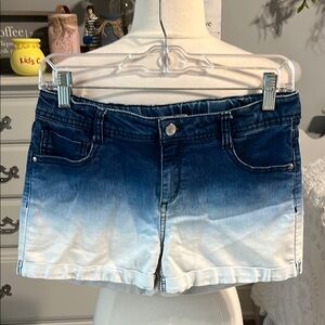 Blue Ombre Denim Shorts Adjustable Waist Plus Size